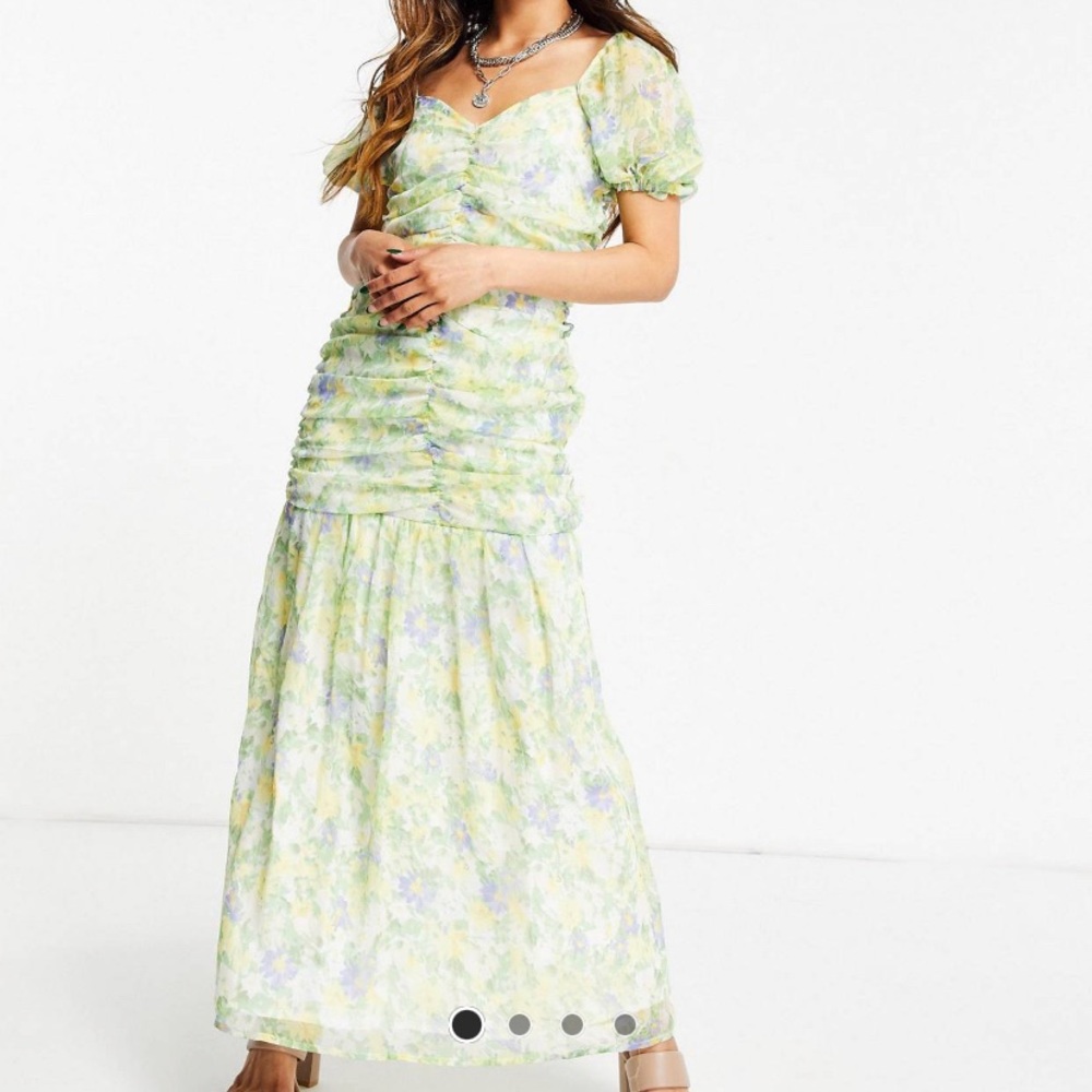 ASOS DESIGN Ruched Floral Maxi Dress